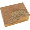 imageDeco 79 Mango Wood Floral Handmade Decorative Box Decorative Keepsake Boxes with Hinged Lid Set of 3 Storage Boxes 8quot 10quot 12quotW WhiteBrown