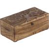 imageDeco 79 Mango Wood Floral Handmade Decorative Box Decorative Keepsake Boxes with Hinged Lid Set of 3 Storage Boxes 8quot 10quot 12quotW WhiteBrown