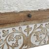 imageDeco 79 Mango Wood Floral Handmade Decorative Box Decorative Keepsake Boxes with Hinged Lid Set of 3 Storage Boxes 8quot 10quot 12quotW WhiteBrown