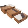 imageDeco 79 Mango Wood Floral Handmade Decorative Box Decorative Keepsake Boxes with Hinged Lid Set of 3 Storage Boxes 8quot 10quot 12quotW WhiteBrown