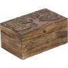 imageDeco 79 Mango Wood Floral Handmade Decorative Box Decorative Keepsake Boxes with Hinged Lid Set of 3 Storage Boxes 8quot 10quot 12quotW WhiteBrown