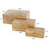 imageDeco 79 Mango Wood Floral Handmade Decorative Box Decorative Keepsake Boxes with Hinged Lid Set of 3 Storage Boxes 8quot 10quot 12quotW WhiteBrown