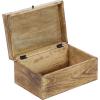 imageDeco 79 Mango Wood Floral Handmade Decorative Box Decorative Keepsake Boxes with Hinged Lid Set of 3 Storage Boxes 8quot 10quot 12quotW WhiteBrown
