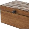 imageDeco 79 Mango Wood Floral Handmade Decorative Box Decorative Keepsake Boxes with Hinged Lid Set of 3 Storage Boxes 8quot 10quot 12quotW WhiteBrown