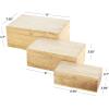 imageDeco 79 Mango Wood Floral Handmade Decorative Box Decorative Keepsake Boxes with Hinged Lid Set of 3 Storage Boxes 8quot 10quot 12quotW WhiteBrown