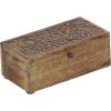 imageDeco 79 Mango Wood Floral Handmade Decorative Box Decorative Keepsake Boxes with Hinged Lid Set of 3 Storage Boxes 8quot 10quot 12quotW WhiteBrown