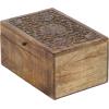 imageDeco 79 Mango Wood Floral Handmade Decorative Box Decorative Keepsake Boxes with Hinged Lid Set of 3 Storage Boxes 8quot 10quot 12quotW WhiteBrown