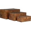 imageDeco 79 Mango Wood Floral Handmade Decorative Box Decorative Keepsake Boxes with Hinged Lid Set of 3 Storage Boxes 8quot 10quot 12quotW WhiteBrown