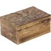 imageDeco 79 Mango Wood Floral Handmade Decorative Box Decorative Keepsake Boxes with Hinged Lid Set of 3 Storage Boxes 8quot 10quot 12quotW WhiteBrown