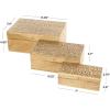 imageDeco 79 Mango Wood Floral Handmade Decorative Box Decorative Keepsake Boxes with Hinged Lid Set of 3 Storage Boxes 8quot 10quot 12quotW WhiteBrown