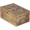 imageDeco 79 Mango Wood Floral Handmade Decorative Box Decorative Keepsake Boxes with Hinged Lid Set of 3 Storage Boxes 8quot 10quot 12quotW WhiteBrown