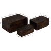 imageDeco 79 Mango Wood Floral Handmade Decorative Box Decorative Keepsake Boxes with Hinged Lid Set of 3 Storage Boxes 8quot 10quot 12quotW WhiteBrown