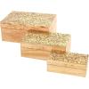 imageDeco 79 Mango Wood Floral Handmade Decorative Box Decorative Keepsake Boxes with Hinged Lid Set of 3 Storage Boxes 8quot 10quot 12quotW WhiteBrown