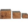 imageDeco 79 Mango Wood Floral Handmade Decorative Box Decorative Keepsake Boxes with Hinged Lid Set of 3 Storage Boxes 8quot 10quot 12quotW WhiteBrown