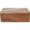 imageDeco 79 Mango Wood Floral Handmade Decorative Box Decorative Keepsake Boxes with Hinged Lid Set of 3 Storage Boxes 8quot 10quot 12quotW WhiteBrown