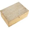 imageDeco 79 Mango Wood Floral Handmade Decorative Box Decorative Keepsake Boxes with Hinged Lid Set of 3 Storage Boxes 8quot 10quot 12quotW WhiteBrown