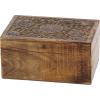 imageDeco 79 Mango Wood Floral Handmade Decorative Box Decorative Keepsake Boxes with Hinged Lid Set of 3 Storage Boxes 8quot 10quot 12quotW WhiteBrown