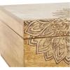 imageDeco 79 Mango Wood Floral Handmade Decorative Box Decorative Keepsake Boxes with Hinged Lid Set of 3 Storage Boxes 8quot 10quot 12quotW WhiteBrown