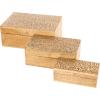 imageDeco 79 Mango Wood Floral Handmade Decorative Box Decorative Keepsake Boxes with Hinged Lid Set of 3 Storage Boxes 8quot 10quot 12quotW WhiteBrown