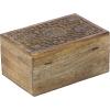 imageDeco 79 Mango Wood Floral Handmade Decorative Box Decorative Keepsake Boxes with Hinged Lid Set of 3 Storage Boxes 8quot 10quot 12quotW WhiteBrown