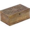 imageDeco 79 Mango Wood Floral Handmade Decorative Box Decorative Keepsake Boxes with Hinged Lid Set of 3 Storage Boxes 8quot 10quot 12quotW WhiteBrown