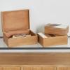 imageDeco 79 Mango Wood Floral Handmade Decorative Box Decorative Keepsake Boxes with Hinged Lid Set of 3 Storage Boxes 8quot 10quot 12quotW WhiteBrown