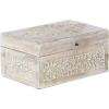 imageDeco 79 Mango Wood Floral Handmade Decorative Box Decorative Keepsake Boxes with Hinged Lid Set of 3 Storage Boxes 8quot 10quot 12quotW WhiteCream