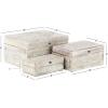 imageDeco 79 Mango Wood Floral Handmade Decorative Box Decorative Keepsake Boxes with Hinged Lid Set of 3 Storage Boxes 8quot 10quot 12quotW WhiteCream