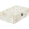 imageDeco 79 Mango Wood Floral Handmade Decorative Box Decorative Keepsake Boxes with Hinged Lid Set of 3 Storage Boxes 8quot 10quot 12quotW WhiteWHITE