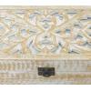imageDeco 79 Mango Wood Floral Handmade Decorative Box Decorative Keepsake Boxes with Hinged Lid Set of 3 Storage Boxes 8quot 10quot 12quotW WhiteWHITE