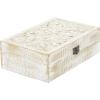 imageDeco 79 Mango Wood Floral Handmade Decorative Box Decorative Keepsake Boxes with Hinged Lid Set of 3 Storage Boxes 8quot 10quot 12quotW WhiteWHITE