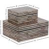imageDeco 79 Mother of Pearl Shell Decorative Box Mosaic Storage Decorative Keepsake Boxes with Taupe Accents Set of 2 Storage Boxes 12quot 8quotW BeigeBeige
