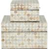 imageDeco 79 Mother of Pearl Shell Decorative Box Mosaic Storage Decorative Keepsake Boxes with Taupe Accents Set of 2 Storage Boxes 12quot 8quotW BeigeBeige