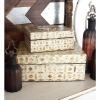 imageDeco 79 Mother of Pearl Shell Decorative Box Mosaic Storage Decorative Keepsake Boxes with Taupe Accents Set of 2 Storage Boxes 12quot 8quotW BeigeBeige