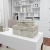 imageDeco 79 Mother of Pearl Shell Decorative Box Mosaic Storage Decorative Keepsake Boxes with Taupe Accents Set of 2 Storage Boxes 12quot 8quotW BeigeBeige