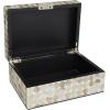 imageDeco 79 Mother of Pearl Shell Decorative Box Mosaic Storage Decorative Keepsake Boxes with Taupe Accents Set of 2 Storage Boxes 12quot 8quotW BeigeBeige