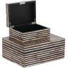 imageDeco 79 Mother of Pearl Shell Decorative Box Mosaic Storage Decorative Keepsake Boxes with Taupe Accents Set of 2 Storage Boxes 12quot 8quotW BeigeBeige