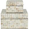 imageDeco 79 Mother of Pearl Shell Decorative Box Mosaic Storage Decorative Keepsake Boxes with Taupe Accents Set of 2 Storage Boxes 12quot 8quotW BeigeBeige