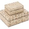 imageDeco 79 Mother of Pearl Shell Decorative Box Mosaic Storage Decorative Keepsake Boxes with Taupe Accents Set of 2 Storage Boxes 12quot 8quotW BeigeBeige