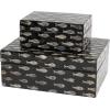imageDeco 79 Mother of Pearl Shell Decorative Box Mosaic Storage Decorative Keepsake Boxes with Taupe Accents Set of 2 Storage Boxes 12quot 8quotW BeigeBlack