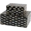imageDeco 79 Mother of Pearl Shell Decorative Box Mosaic Storage Decorative Keepsake Boxes with Taupe Accents Set of 2 Storage Boxes 12quot 8quotW BeigeBlack