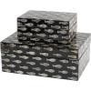 imageDeco 79 Mother of Pearl Shell Decorative Box Mosaic Storage Decorative Keepsake Boxes with Taupe Accents Set of 2 Storage Boxes 12quot 8quotW BeigeBlack
