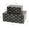 imageDeco 79 Mother of Pearl Shell Decorative Box Mosaic Storage Decorative Keepsake Boxes with Taupe Accents Set of 2 Storage Boxes 12quot 8quotW BeigeBlack