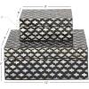imageDeco 79 Mother of Pearl Shell Decorative Box Mosaic Storage Decorative Keepsake Boxes with Taupe Accents Set of 2 Storage Boxes 12quot 8quotW BeigeBlack
