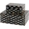 imageDeco 79 Mother of Pearl Shell Decorative Box Mosaic Storage Decorative Keepsake Boxes with Taupe Accents Set of 2 Storage Boxes 12quot 8quotW BeigeBlack