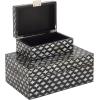 imageDeco 79 Mother of Pearl Shell Decorative Box Mosaic Storage Decorative Keepsake Boxes with Taupe Accents Set of 2 Storage Boxes 12quot 8quotW BeigeBlack
