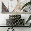 imageDeco 79 Mother of Pearl Shell Decorative Box Mosaic Storage Decorative Keepsake Boxes with Taupe Accents Set of 2 Storage Boxes 12quot 8quotW BeigeBlack