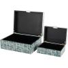 imageDeco 79 Mother of Pearl Shell Decorative Box Mosaic Storage Decorative Keepsake Boxes with Taupe Accents Set of 2 Storage Boxes 12quot 8quotW BeigeBlue