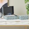 imageDeco 79 Mother of Pearl Shell Decorative Box Mosaic Storage Decorative Keepsake Boxes with Taupe Accents Set of 2 Storage Boxes 12quot 8quotW BeigeBlue