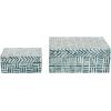 imageDeco 79 Mother of Pearl Shell Decorative Box Mosaic Storage Decorative Keepsake Boxes with Taupe Accents Set of 2 Storage Boxes 12quot 8quotW BeigeBlue